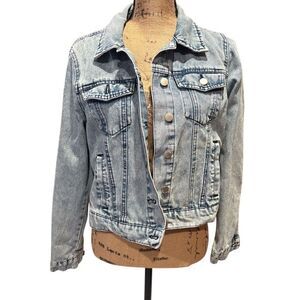 Stoosh Women's Vintage Denim Jacket Blue Size L Casual Button-Up